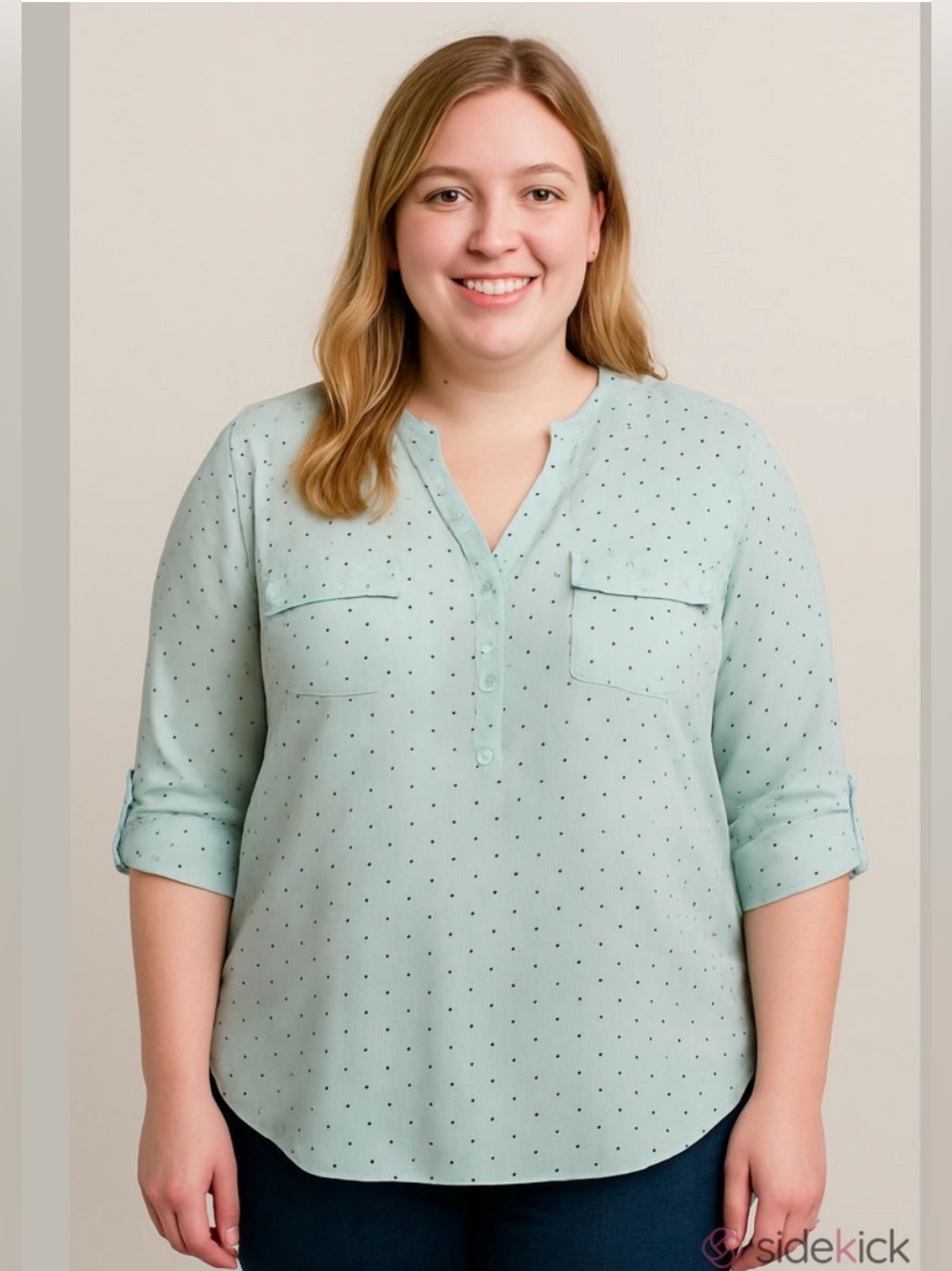 Torrid Mint Green Polka Dot Harper Blouse 1X